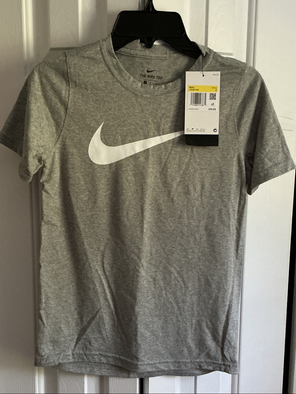 Nike Gray Short Sleeve Tee with White Swoosh Logo